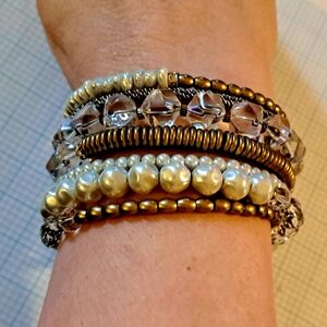 Silpada KR 2014 Crystal, Gold and Pearl Wrap Bracelet